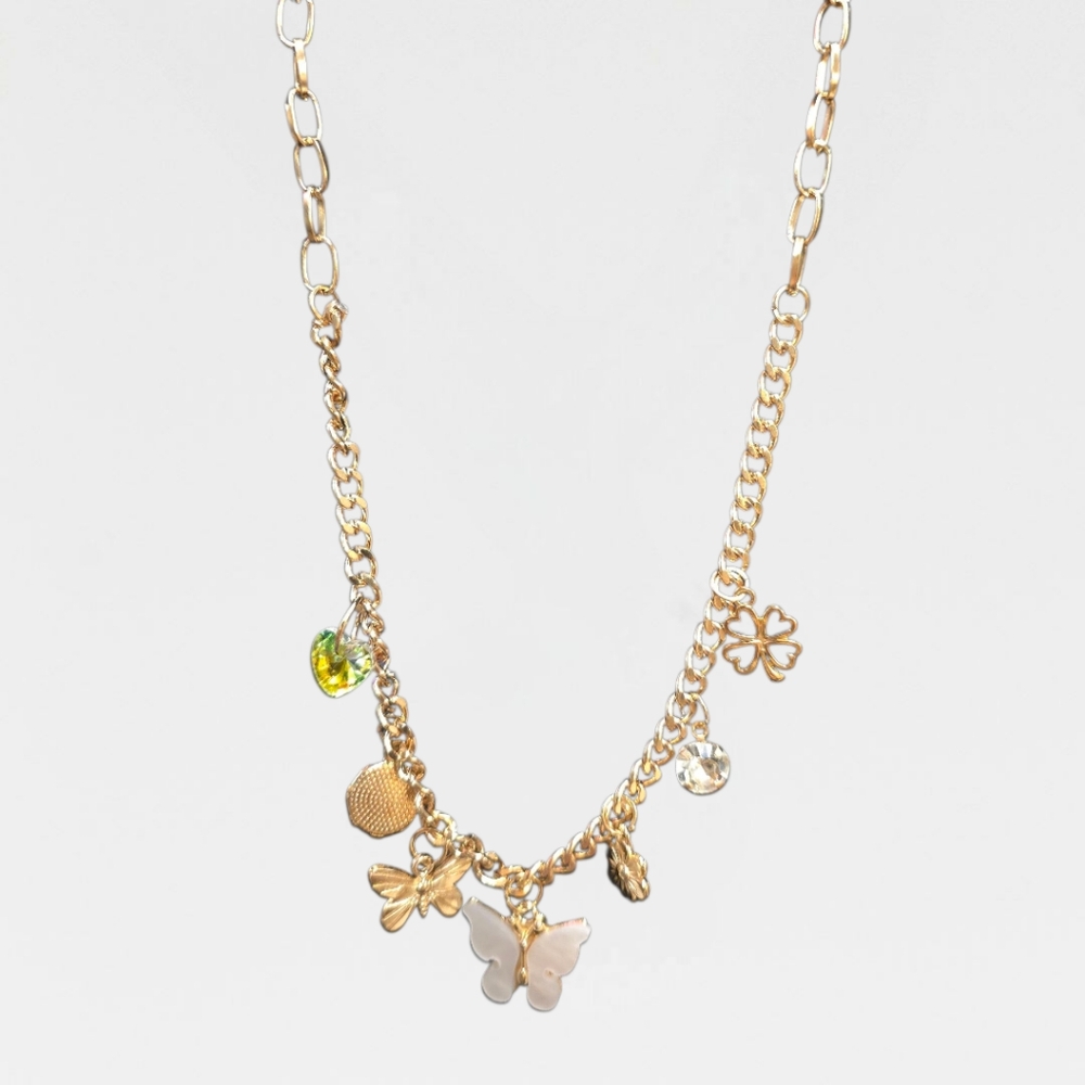 Gold Butterfly Charm Necklace Set w/ Earrings| Available In Several Colors - Picture 15 of 15